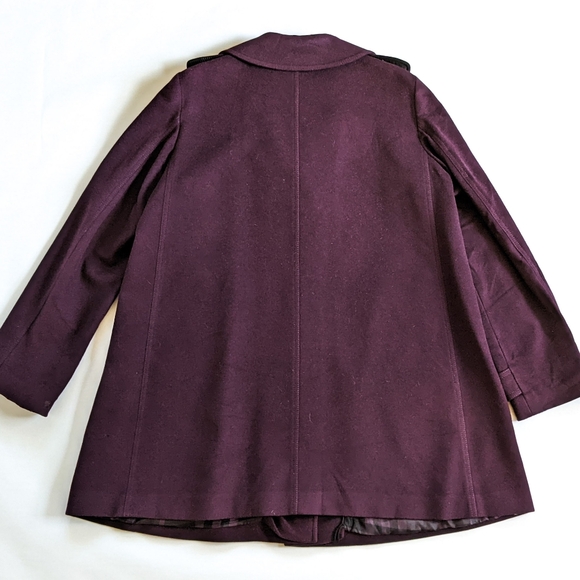 Burberry Funnel Neck Purple Wool Coat - Picture 7 of 13